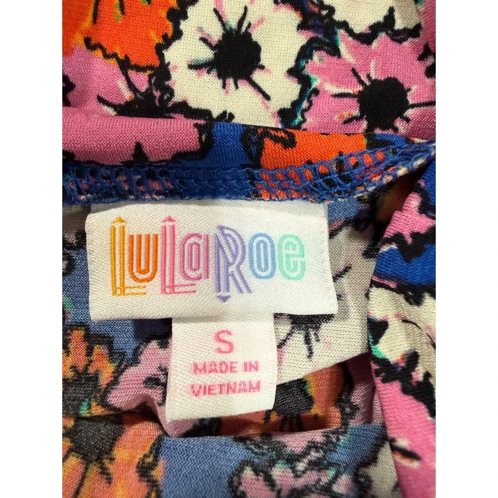LulaRoe Maxi Skirt Small Floral Pink‎ Orange Blue High Waist A-Line Stretch NEW